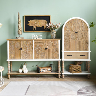 American-Style Entrance Cabinet Entry Style Solid Wood Entry Foyer Partition Foyer Cabinet European-Style French Sideboard