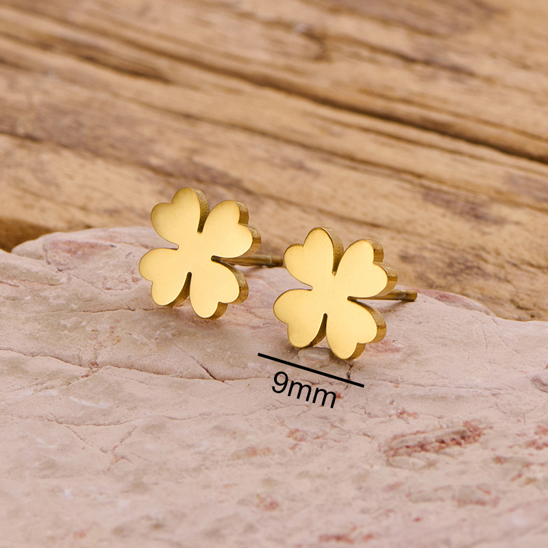Nuevos productos de comercio exterior transfronterizo: pendientes minimalistas de acero inoxidable con diseño de flor, palmera y corona, estilo japonés y coreano, disponibles para venta al por mayor. image 18