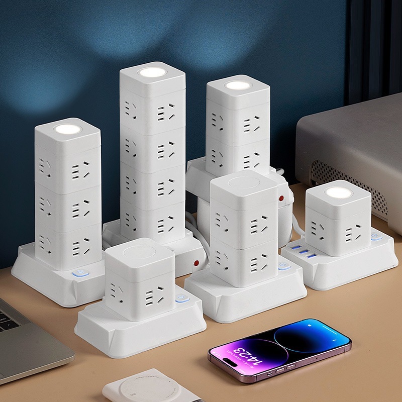 zócalo vertical multifuncional con panel poroso usb multipropósito tablero de conexión de cable de torre tridimensional inteligente enchufe de fila doméstico