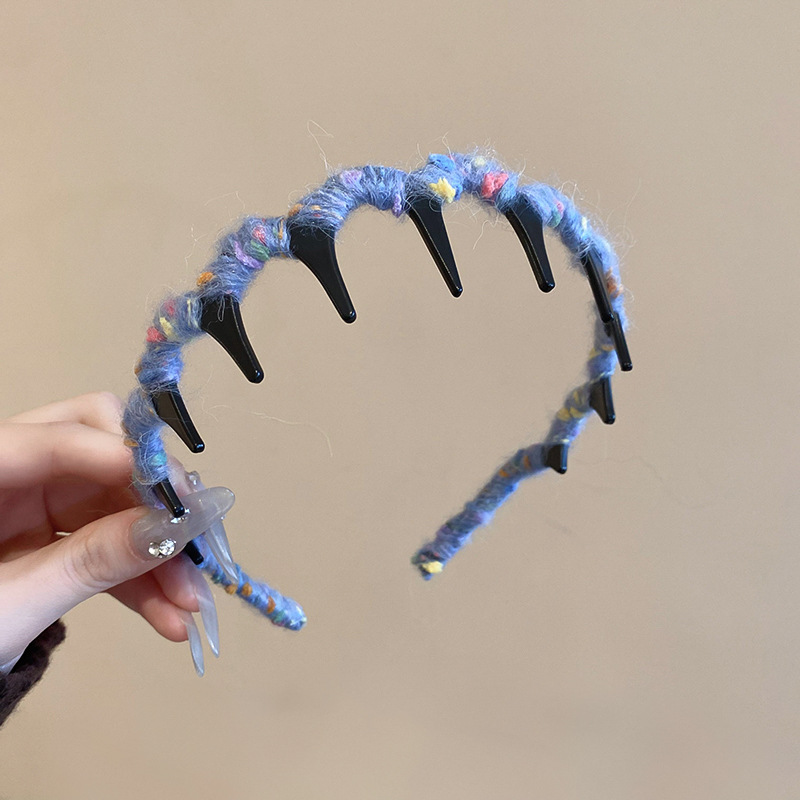 Nuevo producto de lana de color de doble uso, peine para el cabello ondulado, diadema de cara superior de cráneo alto, nueva moda, accesorios para el cabello suave para mujeres