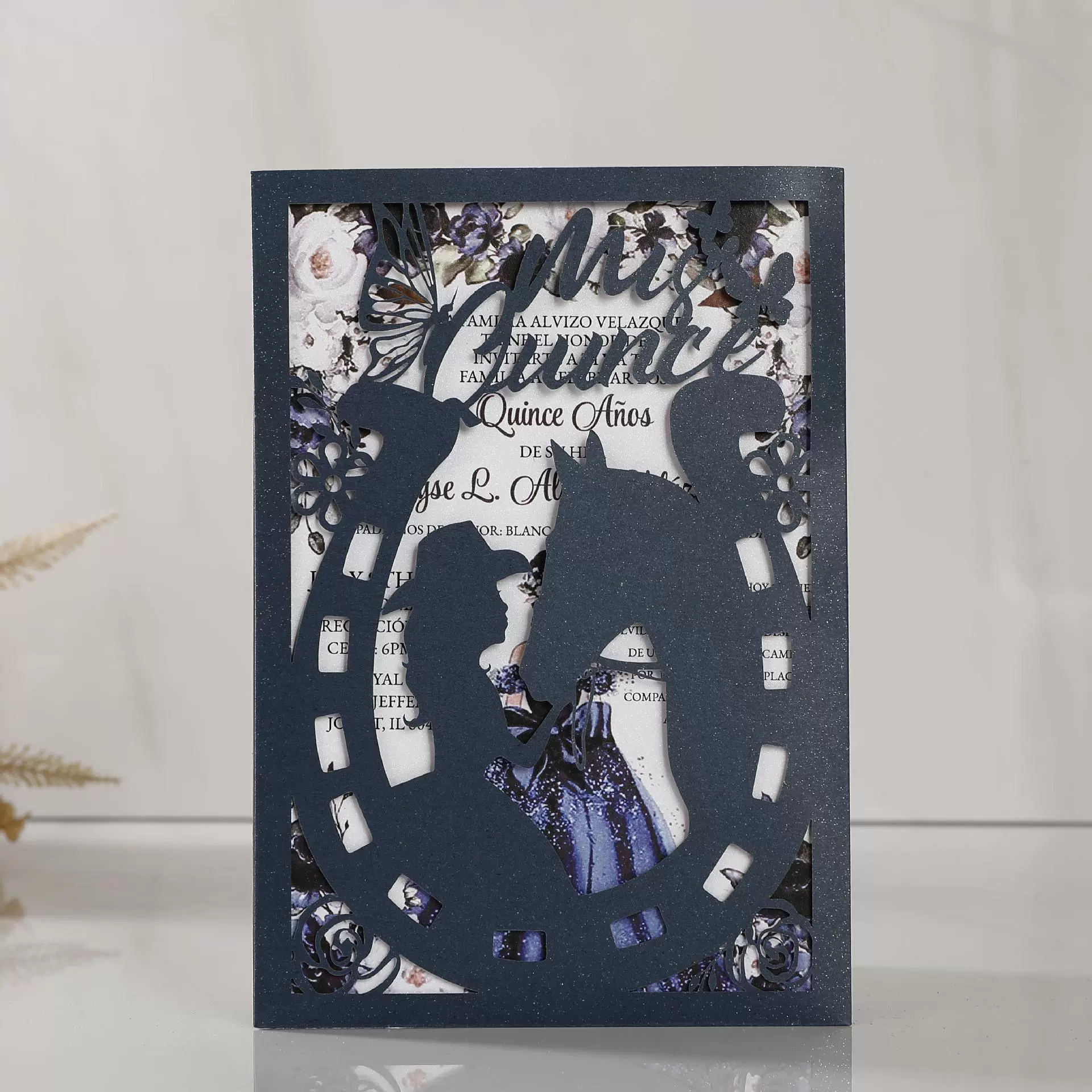 Амазонка темно-синий лазерный конверт обручальное приглашение Свадебное приглашение полые открытки оптовая продажа фабрики прямых продаж