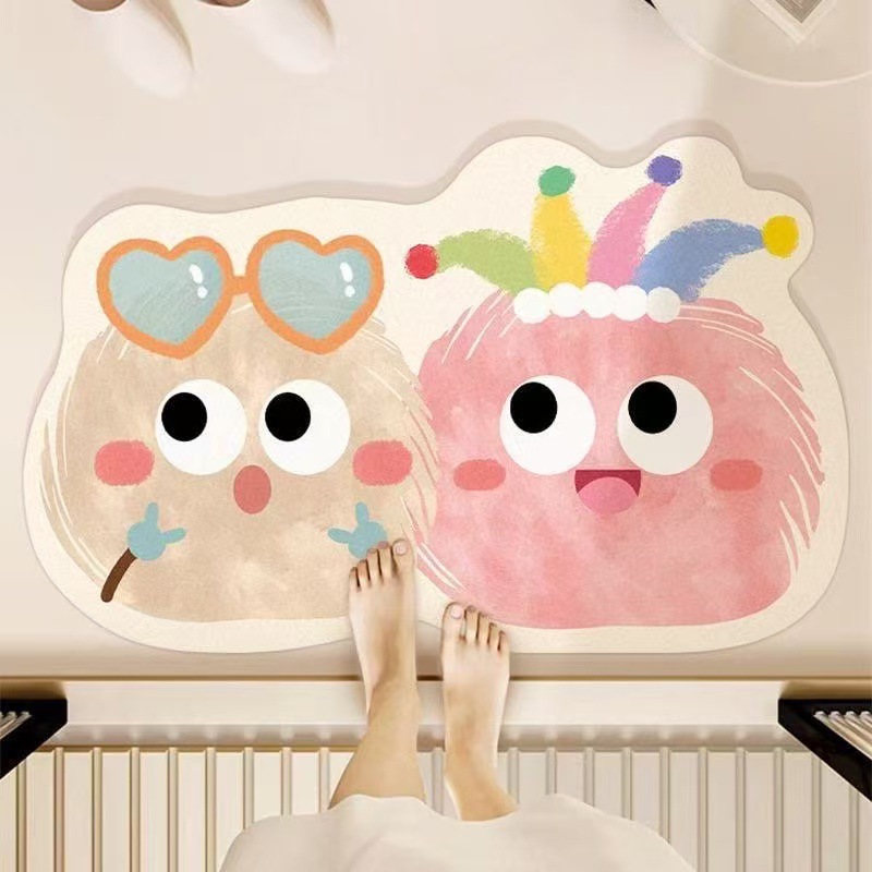 Alfombra absorbente para baño con dibujos animados, alfombra antideslizante de tierra de diatomeas para la entrada del baño, alfombra de secado rápido para el inodoro del hogar, envío gratis