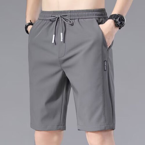 Cross-border ice silk pants, men's loose breathable straight casual pants, summer thin quick-drying pants, elastic men's sports