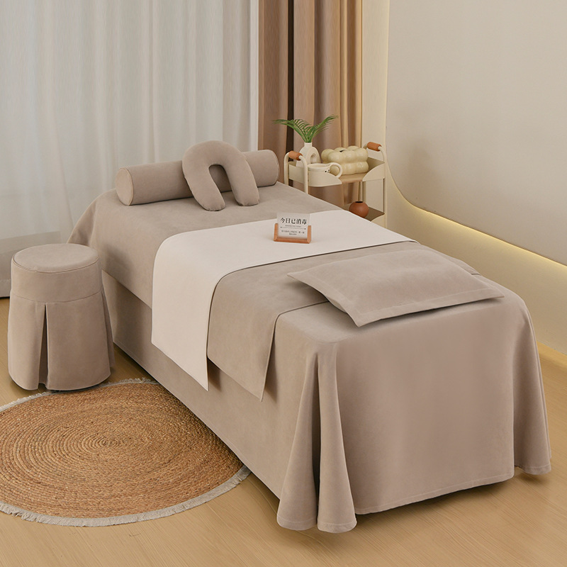 Beauty Bedspread Four-piece Set High-end Beauty Salon Special Body Massage Bed Set Cotton Shampoo Bed Set Universal for All Seasons
