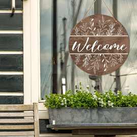 木质欢迎门牌跨境装饰挂牌农舍标志牌 木制悬挂式圣诞节装饰吊牌