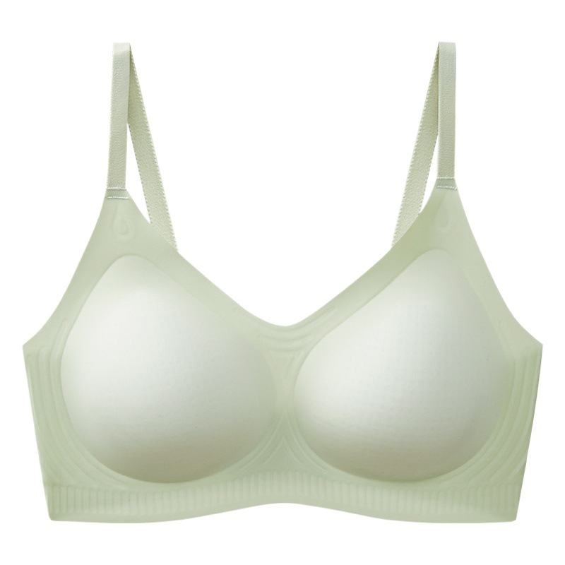Nueva tira de jalea ropa interior de las mujeres soporte suave brillante sin costuras pequeño pecho push up levantamiento sujetador inalámbrico al por mayor