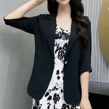 【一件代发】2025夏季新款七分袖小西服时尚气质百搭显瘦小西装女