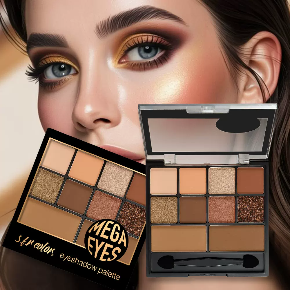 s.f.r color 跨境专供舞台妆哑光珠光十色眼影盘带刷子彩妆批发