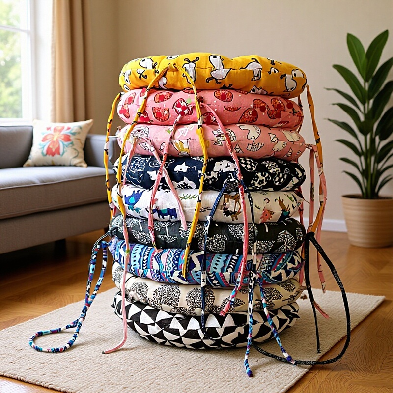 Thickened Chair Cushion with Straps, Round Tatami Seat Pad for Students, Cute Classroom Butt Cushion for Summer Thickened Chair Cushion with Straps, Round Tatami Seat Pad for Students, Cute Classroom Butt Cushion for Summer