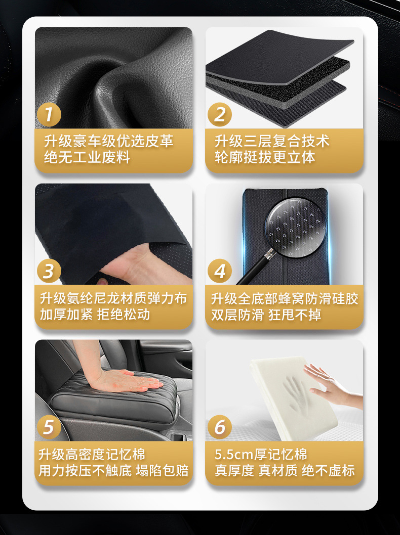 Car Armrest Box Pad Heightening Pad Multifunctional Pocket Storage Car Central Armrest Box Protective Cover Heightening and Thickening