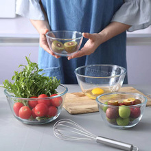 加厚透明耐热玻璃碗可微波厨房家用泡面汤碗蔬菜水果沙拉碗大容量