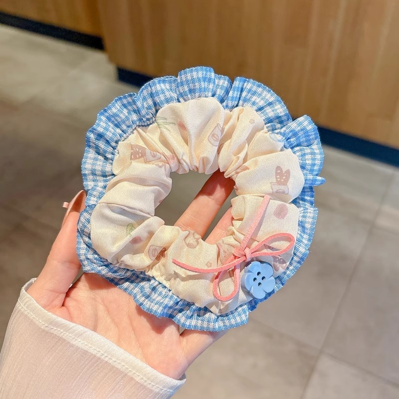 Anillo de cabello de intestino grande colección de anillo de cabello simple y fresco super inmortal flor triturada encaje adornos para el cabello popular cuerda de cabello al por mayor