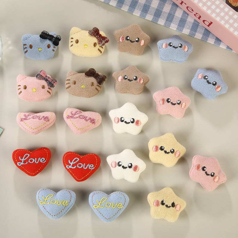Cartoon Plush Five-Pointed Star Kt Cat Stuffed Doll Head DIY Accessory for Girls' Hair Clips and Small Doll Decorations Cartoon Plush Five-Pointed Star Kt Cat Stuffed Doll Head DIY Accessory for Girls' Hair Clips and Small Doll Decorations