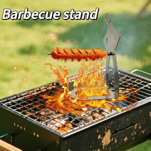 Cross-Border New Product Stainless Steel Bbq Sausage Holder Outdoor Humanoid Barbecue Sausage
