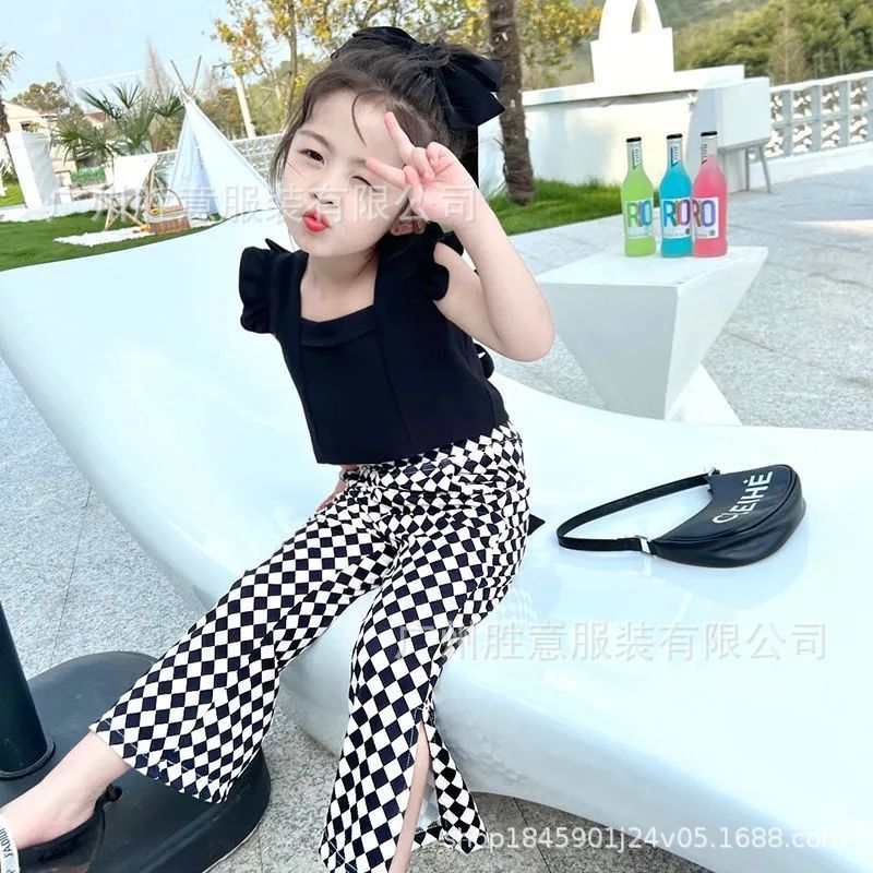 Summer Outfit for Girls 2022 New Princess Backless Casual Set for Girls Baby Fashionable and Trendy Two-Piece Children's Clothing