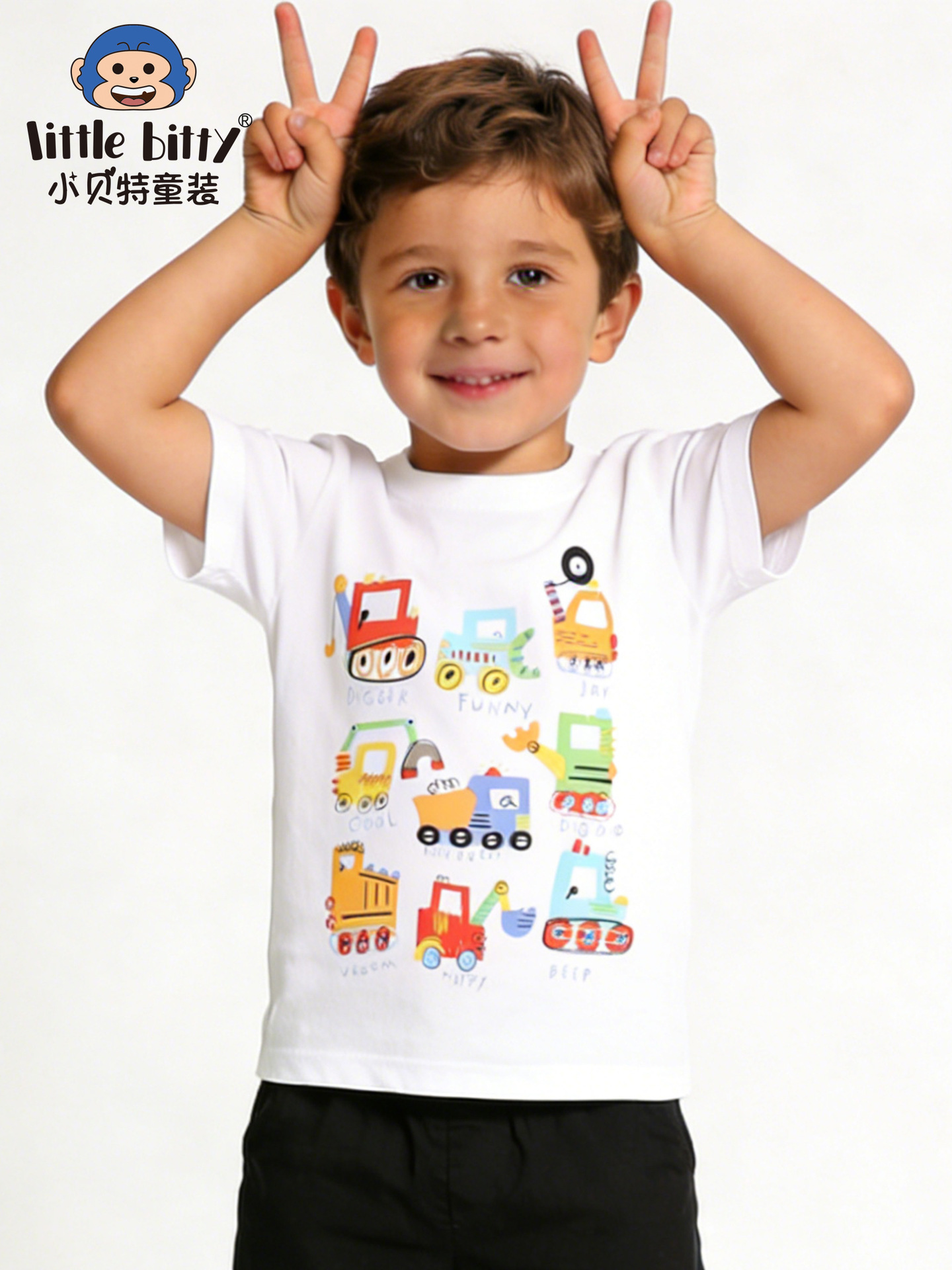 European and American Children's Clothing in Stock 2026 Spring/Summer New Children's Short-Sleeve T-Shirt Cartoon Car Round-Neck Pullover Top