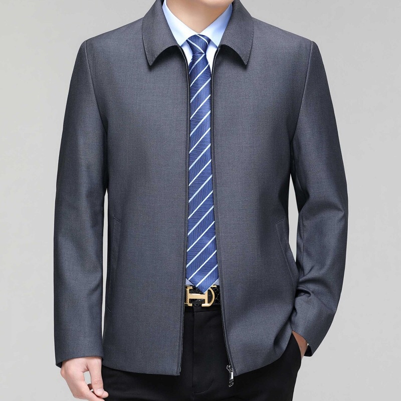 Brand Autumn and Winter Wool Jacket Men's Middle-Aged and Elderly Dad's Jacket Business Executive Lapel Anti-Wrinkle Premium Jacket
