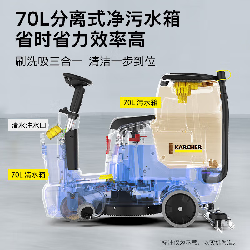 【采购】德国卡赫驾驶式洗地机商用BD50/70车间用吸拖一体机器！