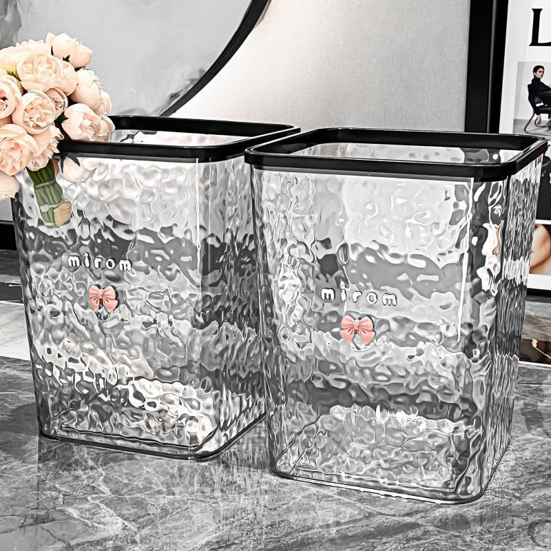 Thickened Transparent Trash Bin Household Living Room Light Luxury High-end Large-capacity Bathroom Kitchen Bedroom Sanitary Bucket Thickened Transparent Trash Bin Household Living Room Light Luxury High-end Large-capacity Bathroom Kitchen Bedroom Sanitary Bucket