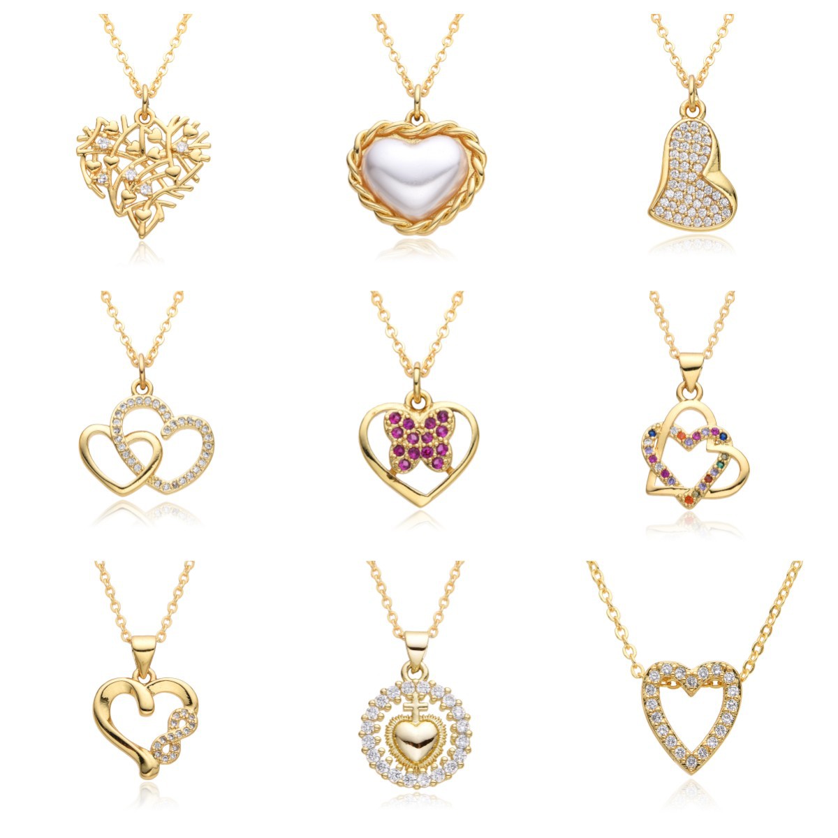9g Weight Copper Pendant Material Zircon Inlay Material Pendant Necklace Classification Copper Chain Material 1 Piece Quantity Holiday, Date, Street Occasion Copper Material Heart Shape Pattern Women's Gender Inlay Design Simple Style, Classic Style Style Copper Inlay Heart Shape Zircon Pendant Necklace 无