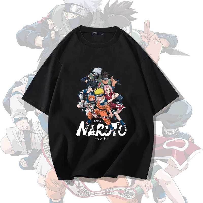 Футболка Naruto с коротким рукавом хлопок 100% свободная для подростков