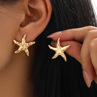 Cross-Border Aliexpress Xiyin European and American Style Starfish Earrings Exaggerated Fashion Trend Starfish Elements Simple Women's Earrings
