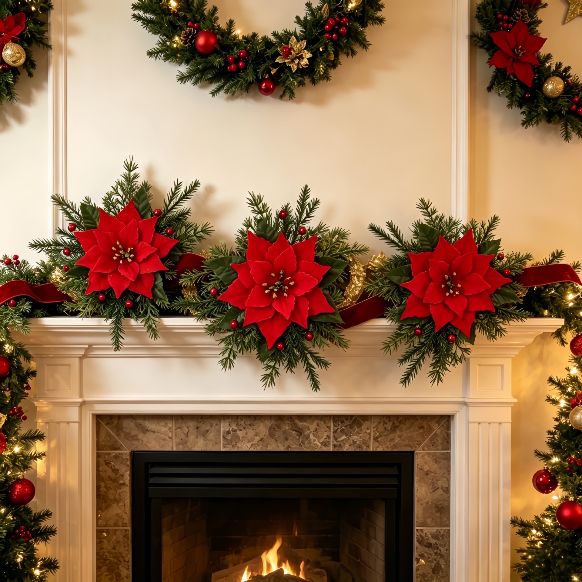 Nuevo Amazon lazo navideño armario colgante de anillo para decoración del hogar colgante de puerta de corona navideña vendido por el fabricante image 5