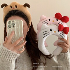 かわいい赤いリボンキティぬいぐるみつば広ヘッドバンド女性の洗顔マスクヘッドバンドヘアピン写真ヘッドバンド