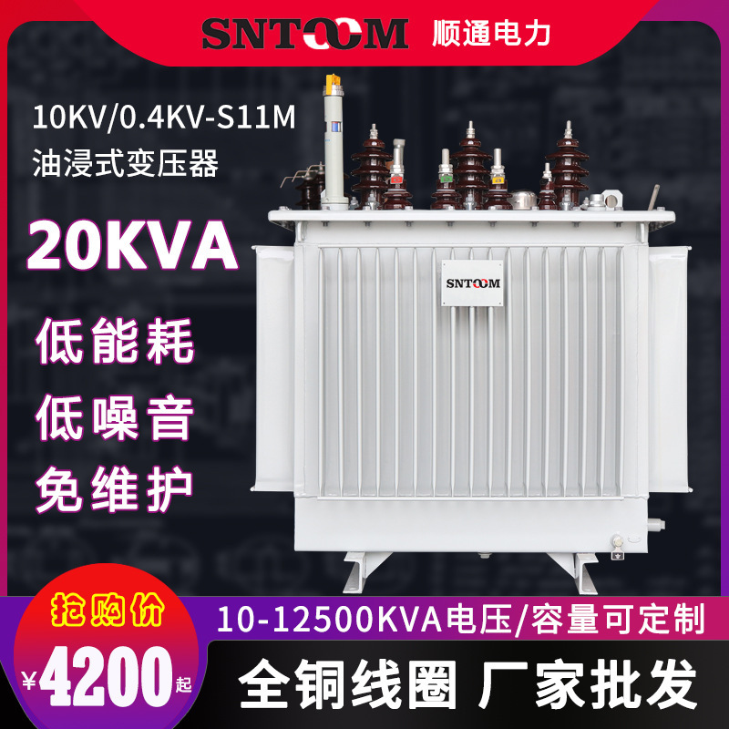 S11M大型工业油浸式电力配电杆上变压器户外高压10kv250全铜20kva