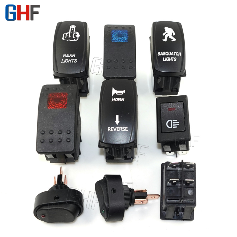 ASW-20D猫眼船型开关12V LED灯汽车改装猫眼灯船型开关 游艇改装