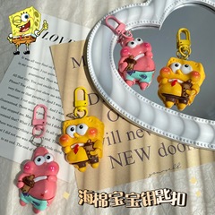 胖胖派大星鑰匙扣可愛卡通情侶掛件學生書包簡約海綿寶寶掛件禮物