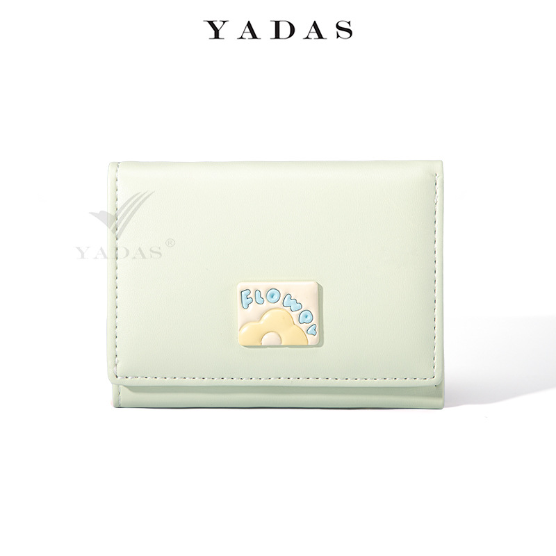 [Historieta Linda] Yadas titular de la tarjeta de las mujeres lindas textura brillante hardware corto tríptico Monedero billetera