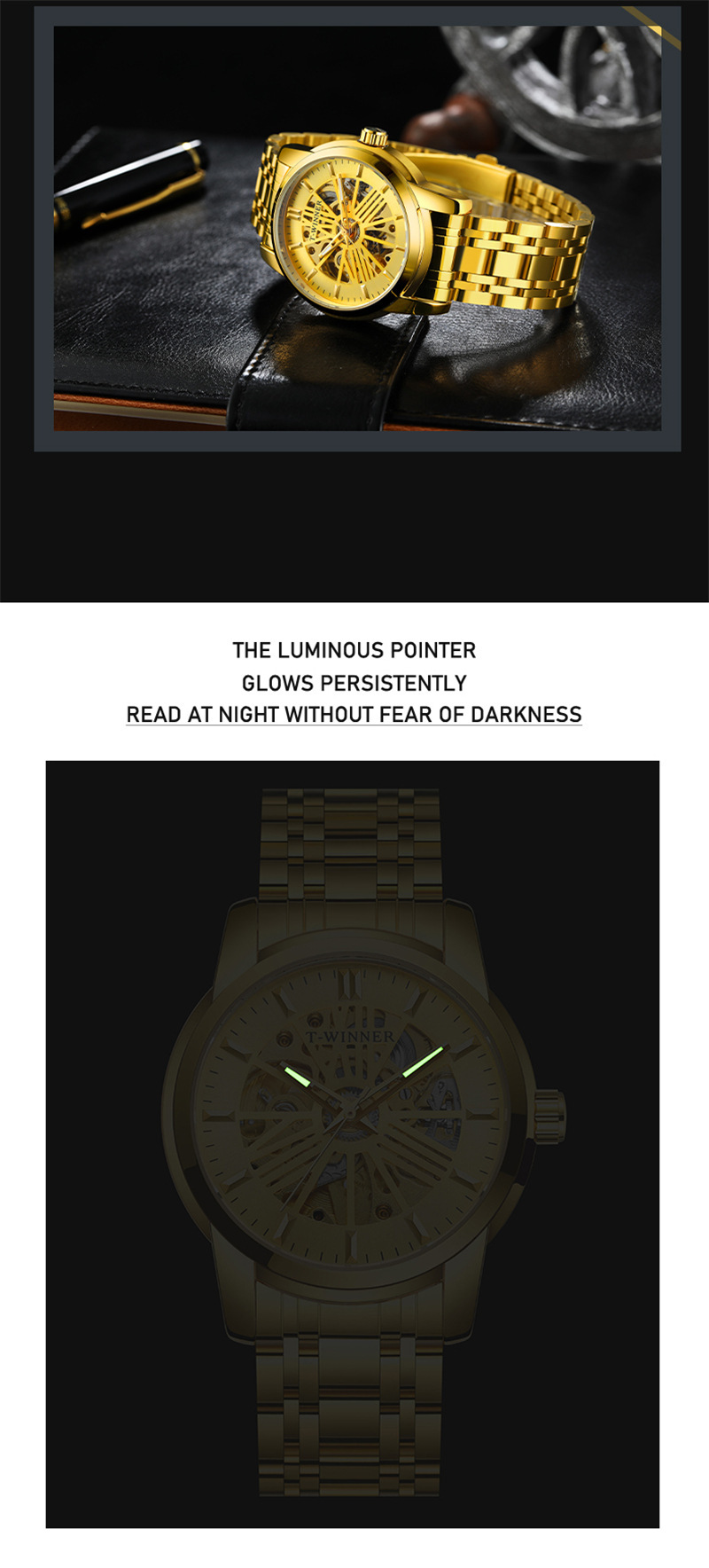 Mechanical Men's Watch With Round Dial And Luminous Hands_voghion.com