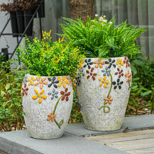 Chinese Large Stone Flower Pot Creative Courtyard Decoration Ornaments Outdoor House Garden Yard Balcony Terrace Layout