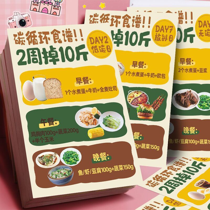 Carbon Cycle Weight Loss Recipe Cards, Healthy Fat Reduction, Scientific Diet, Reasonable Meal Combination, Three Meals a Day, Weekly Plan, Small Cards Carbon Cycle Weight Loss Recipe Cards, Healthy Fat Reduction, Scientific Diet, Reasonable Meal Combination, Three Meals a Day, Weekly Plan, Small Cards