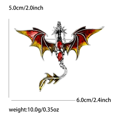 New High-End Enamel Oil-Dropping Floor-Standing Dragon Brooch, Domineering and Mighty Western Dragon Pin, Men's and Women's Coat Accessories (Yaxa sancaqları) - red-4399-rd