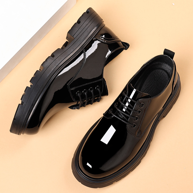 Men's Thick Sole Oxford Dress Shoes Patent Leather Wedding Shoes_vogvips.com