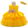 Small princess costume, children's dress with bow, photography props, special occasion clothing