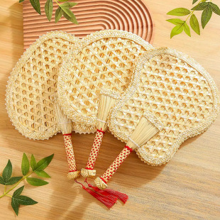 Fan Summer Durable Big Cattail Fan Wheat Straw Money Fan Hand-woven Baby Home Old-fashioned Hand-cranked Banana Fan