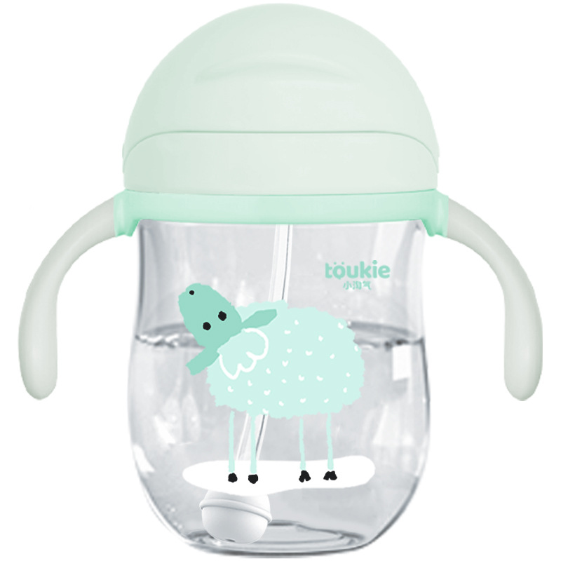 Beber taza kindergarten a prueba de fugas anti-choke bebé gravedad bola con mango niños paja hervidor taza