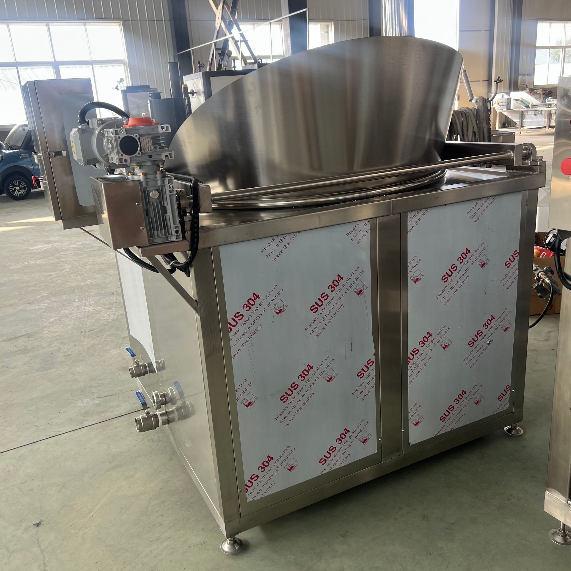 Freidora de gas automática de cesto giratorio 304 material de acero inoxidable maní frijoles secos de pescado crujiente