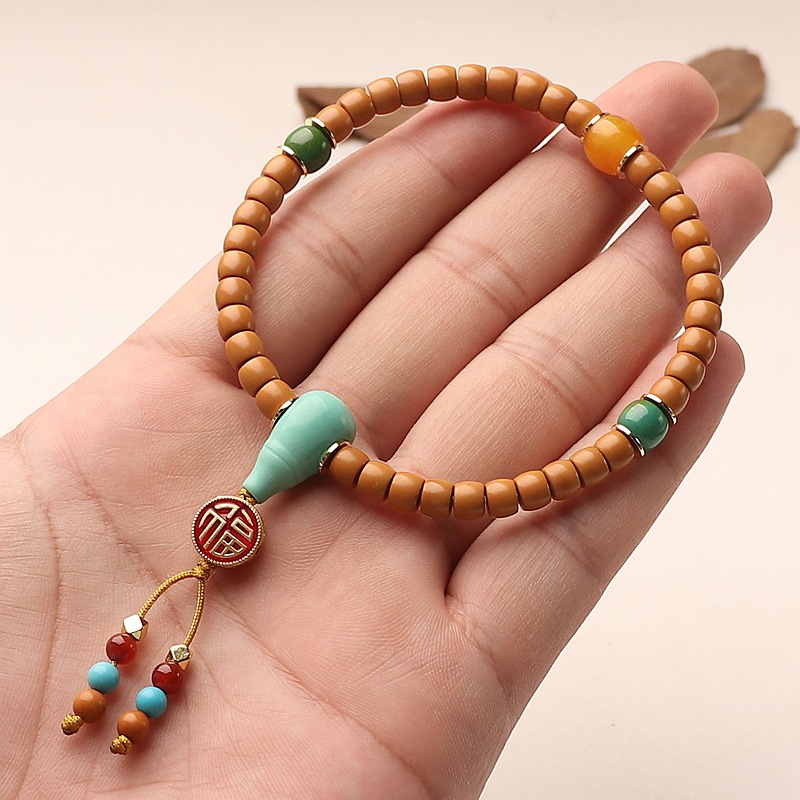 Authentic Olive Stone Buddhist Bead Bracelet For Men And Women_voghion.com