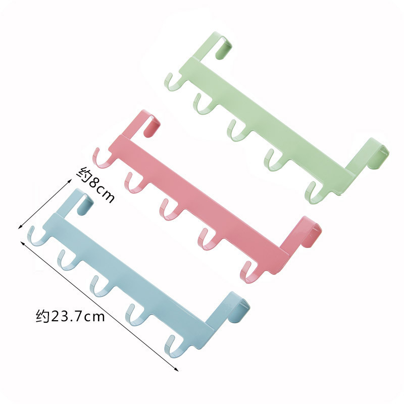 Gancho de ropa fila Gancho sin clavos sin costuras multifuncional baño gancho de hierro puerta del armario de cocina tipo trasero Gancho de 5 piezas
