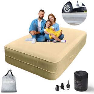 Double Pleated Cotton Thick Inflatable Sleeping Bed Outdoor Camping Sleeping Pad Removable Coat One-Key Start Inflatable High Mat