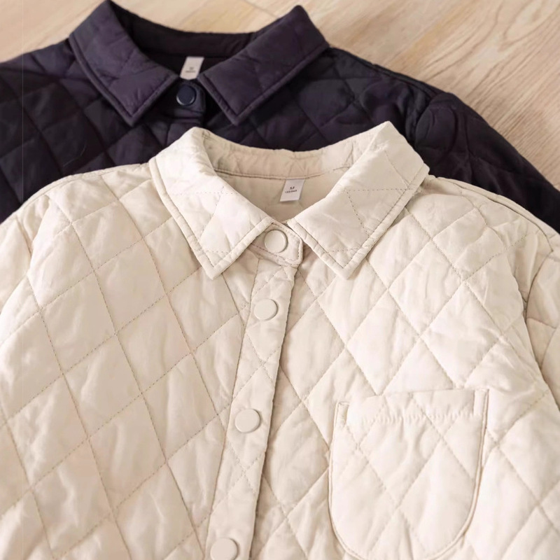 Plain Quilted Cotton Shirt 2025 Artistic Simple Turn-Down Collar Single-Breasted Lightweight Warm Versatile Casual Top Plain Quilted Cotton Shirt 2025 Artistic Simple Turn-Down Collar Single-Breasted Lightweight Warm Versatile Casual Top