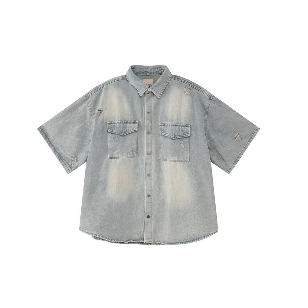 MTLCLOTHES Ropa de hombre | 2024 primavera nuevo producto japonés lavado y viejo traje de mezclilla pantalones rasgados guapos marea