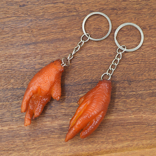 Simulated food keychain pork belly braised pork pendant creative silicone men's and women's school bag pendant hot-selling foreign trade