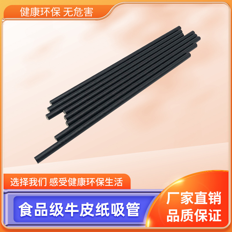 亚马逊一次性吸管单支纸包装黑色吸管咖饮吸管可降解吸管厂家temu