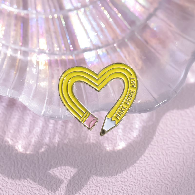 Stoving Varnish Design Simple Style Pin Heart Shape Pencil Alloy Stoving Varnish Unisex Brooches