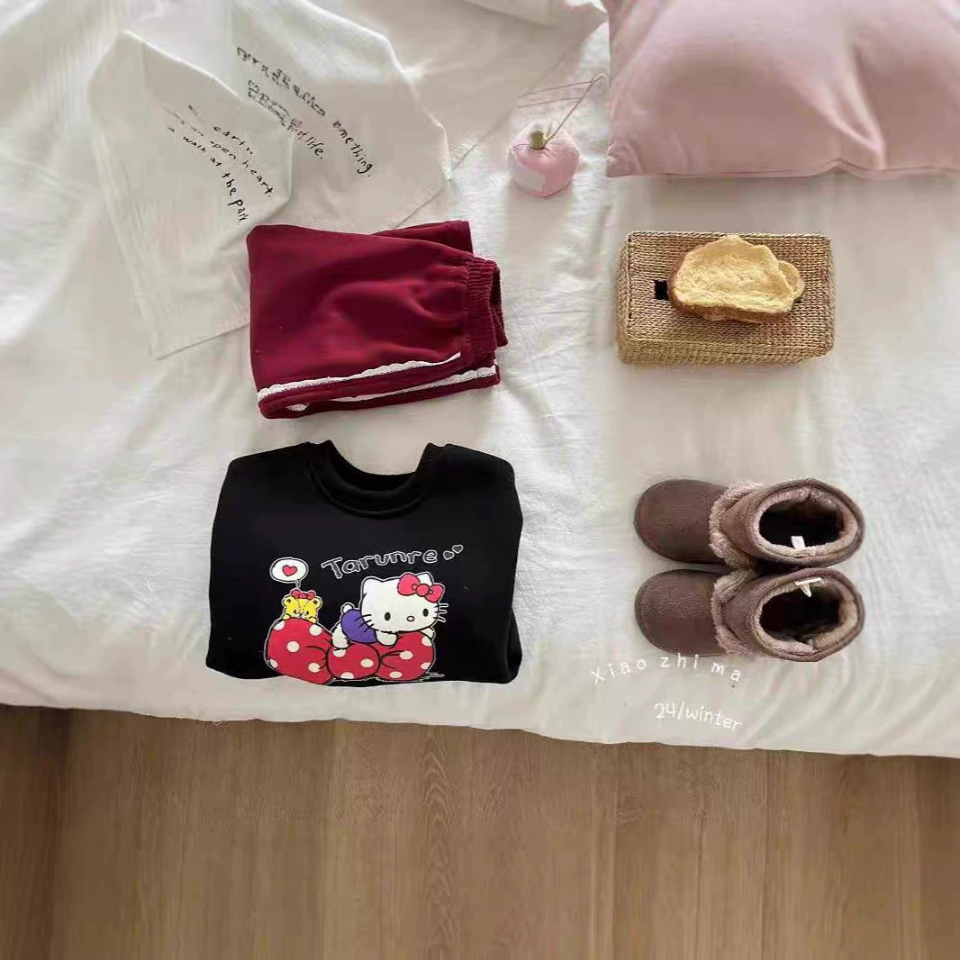 甜沫儿 Hello kitty, тёплый демисезонный милый свитшот, комплект
